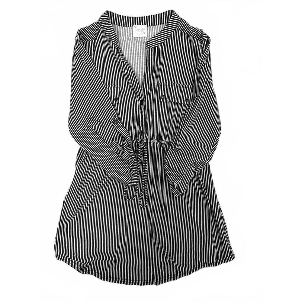 Siren Lily Black and White Striped Long Sleeve Dress Size Small